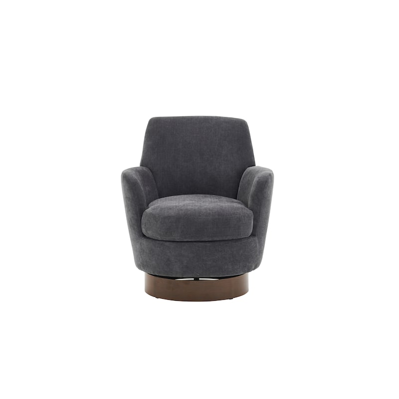 Dark Grey Modern 29.3" Upholstered Swivel Barrel Chair with Gold Stainless Steel Base
