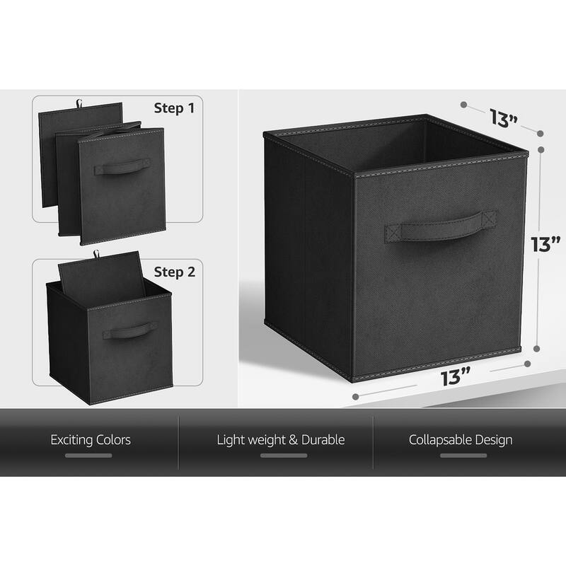 Sorbus Fabric Storage Bins 13" Foldable Cubes With Handles For Pantry, Cubbies, Toy And Closet Shelving Organization - 6Pk