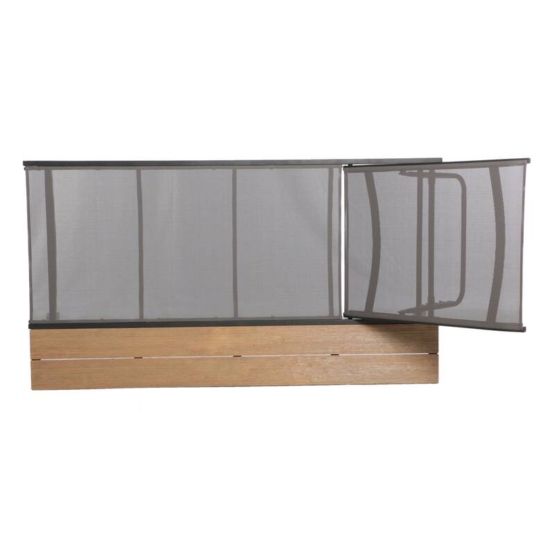 2 Piece Outdoor Chaise Lounges Set Mesh Seats with Adjustable Backrest and Attached Wood Side Table