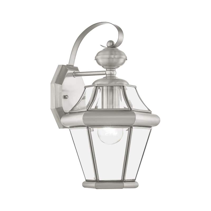 Livex Lighting 1-light Brushed Nickel Outdoor Wall Lantern, 2161-91 - 8.5" W x 14" H x 8" Ext.