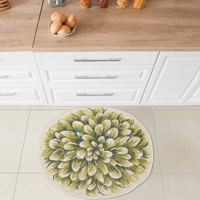 Liora Manne Esencia Mum Indoor/Outdoor Mat Green 3'3"x3'3"