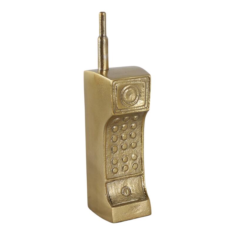 Decorative Metal Cordless Phone Figurine Sculpture - 8", Gold - 8.0"