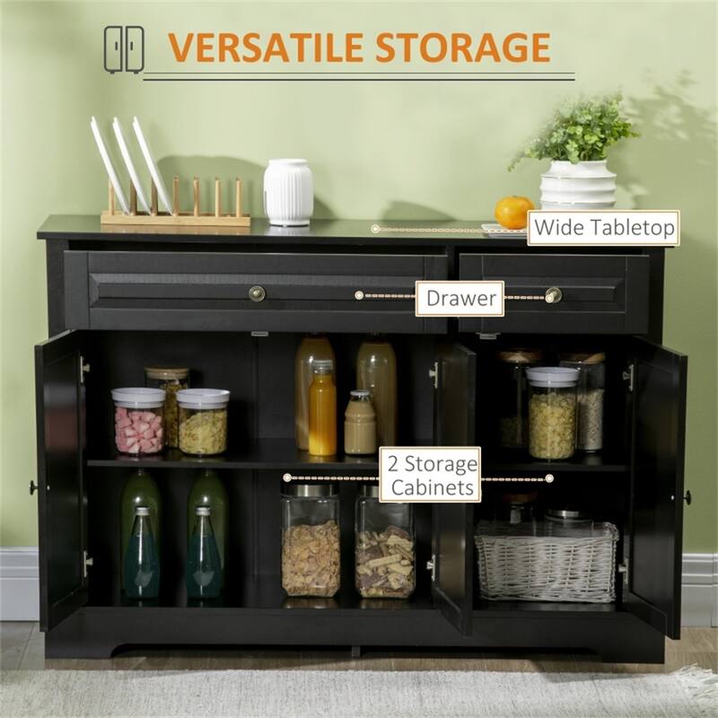 MDF Sideboard with Drawers and Cabinets for Kitchen Dining Living Room Storage - 45.25" W x 15.5" D x 32" H