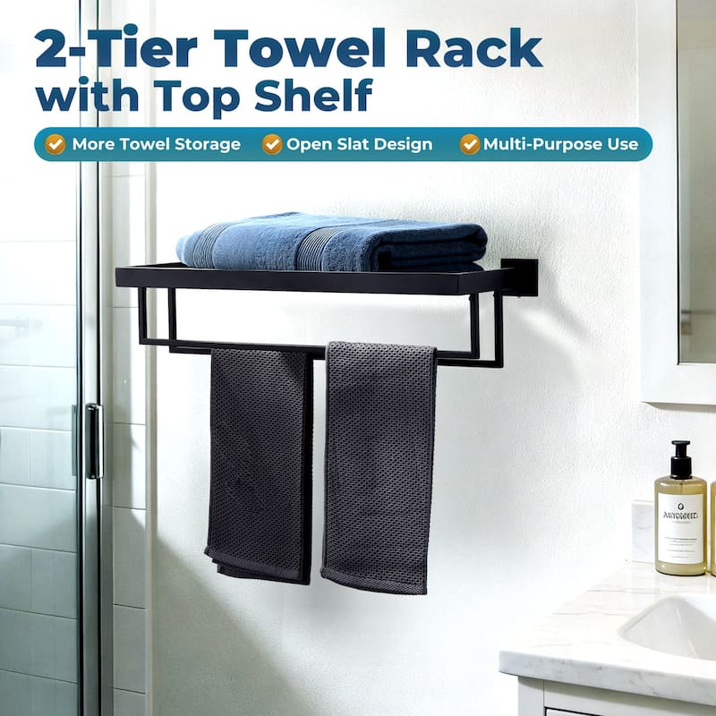WOWOW 2-Tier Stainless Steel Bath Towel Rack