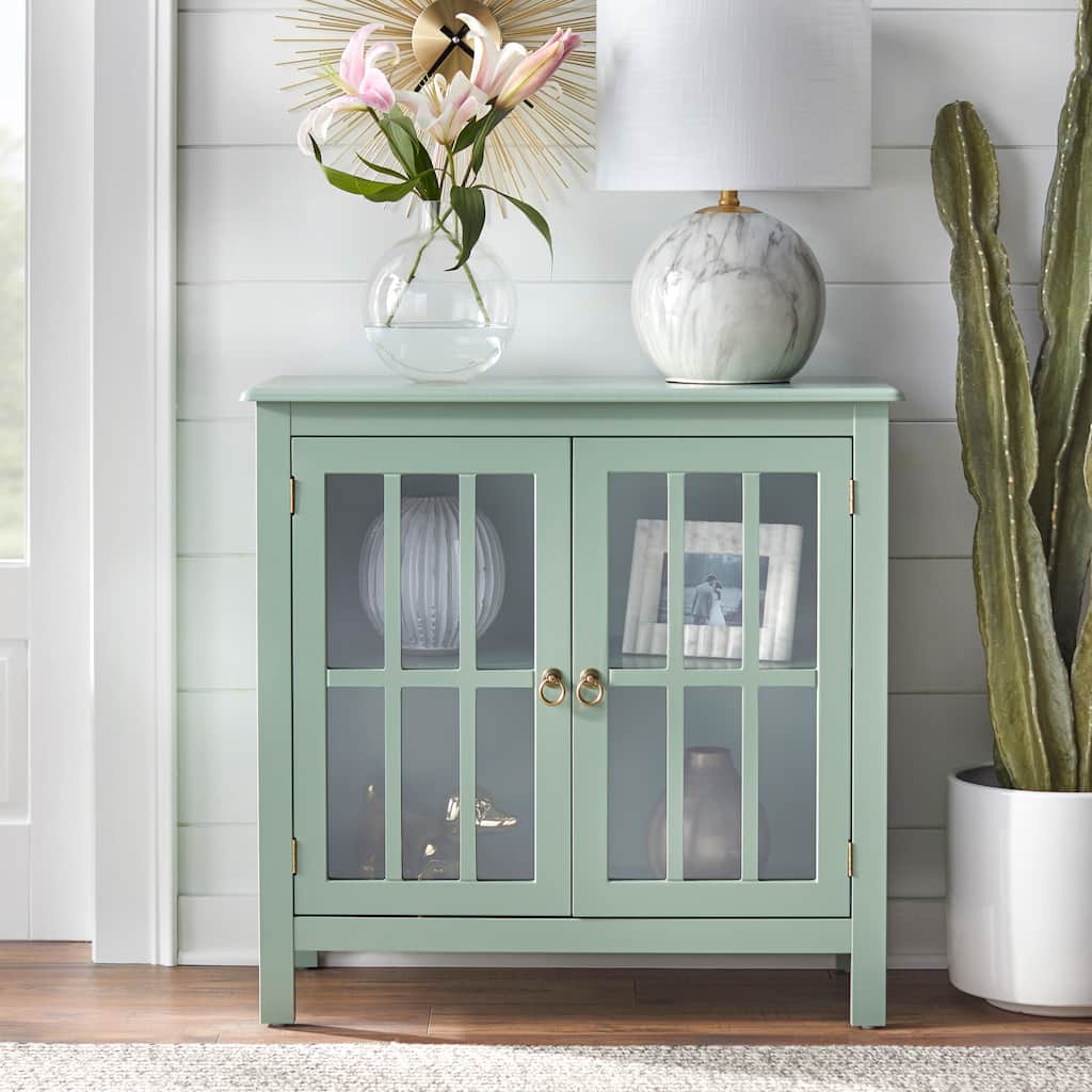 Simple Living Portland 2-Door Glass Cabinet
