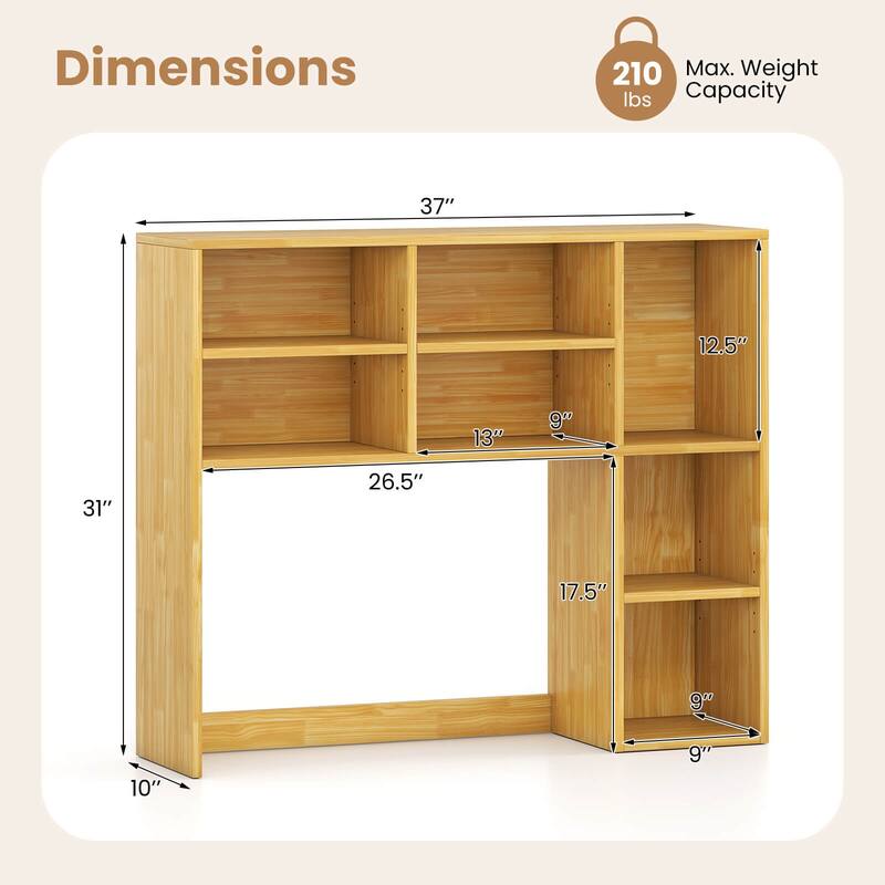 Costway Desktop Bookshelf Desk Storage Hutch with 7 Open Cubbies & 3 - See Details