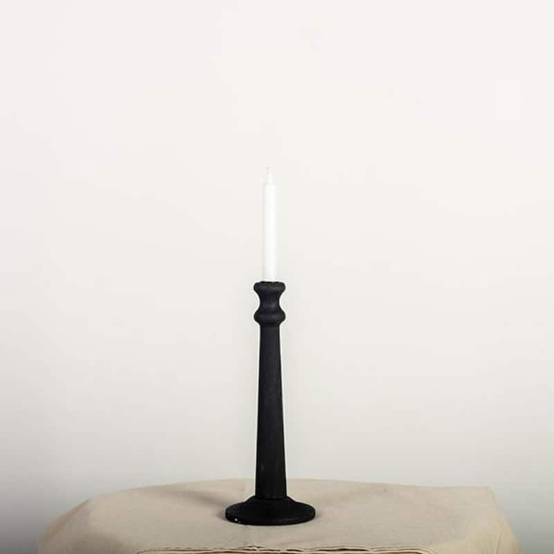 Black Wooden Taper Candle Holder