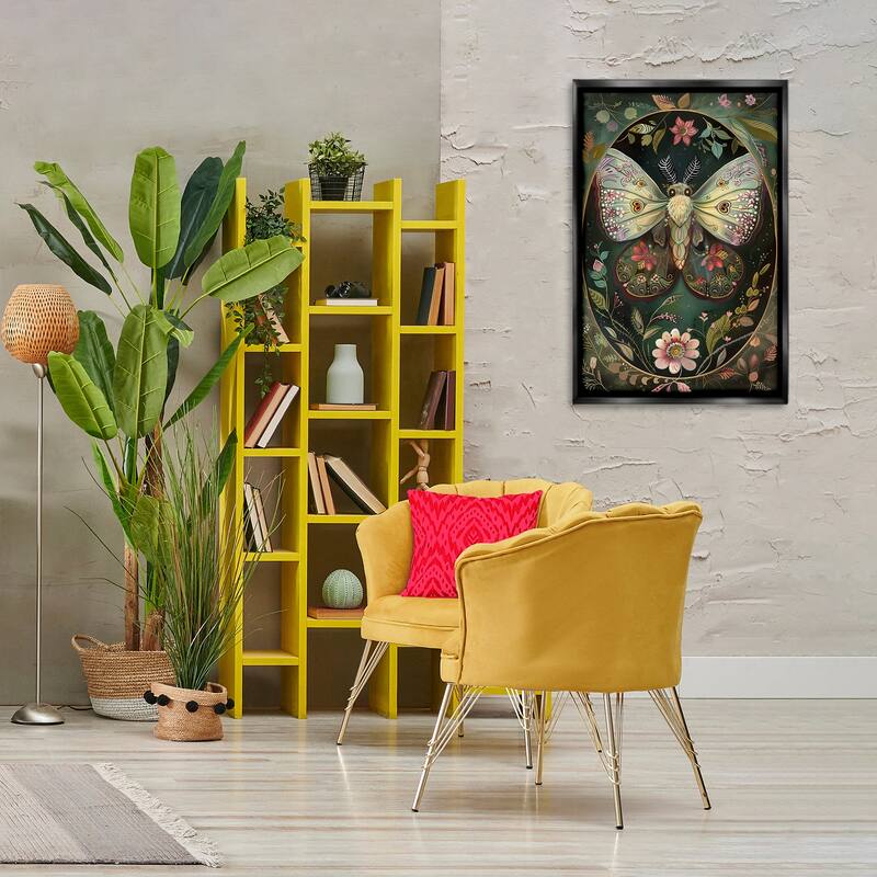 Stupell Green Toned Victorian Moth Framed Floater Canvas Wall Art Design By The Dutch Lady