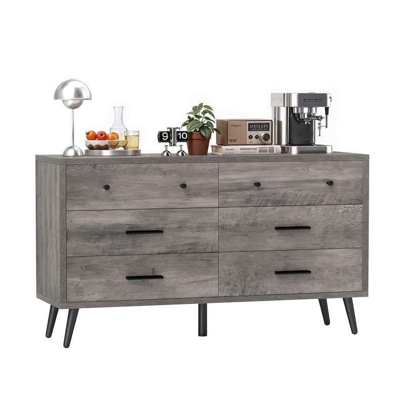 Rustic TV Stand for 65" TV, Entertainment Center with 6 Storage Drawers