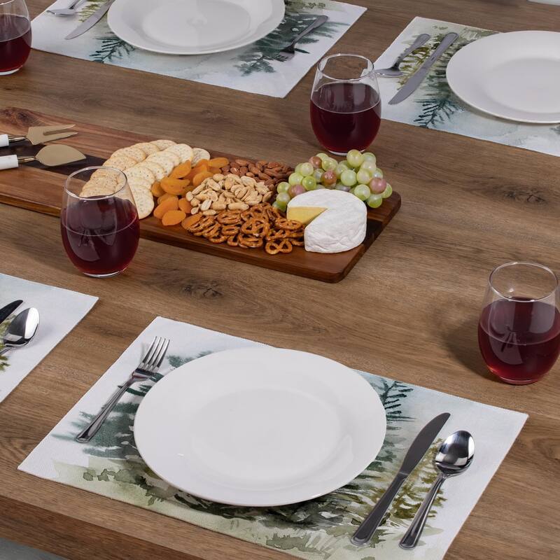 Tree Line Fog 4-Pack Poly-Cotton Blend Placemats Manufactured in The USA Machine Washable Dryer Safe