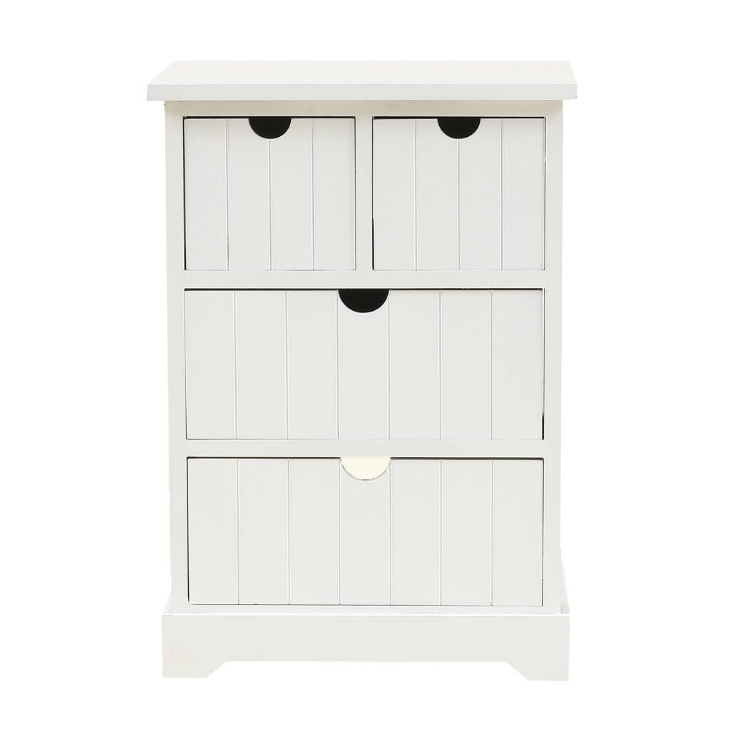 White Beadboard Wood Accent Chest