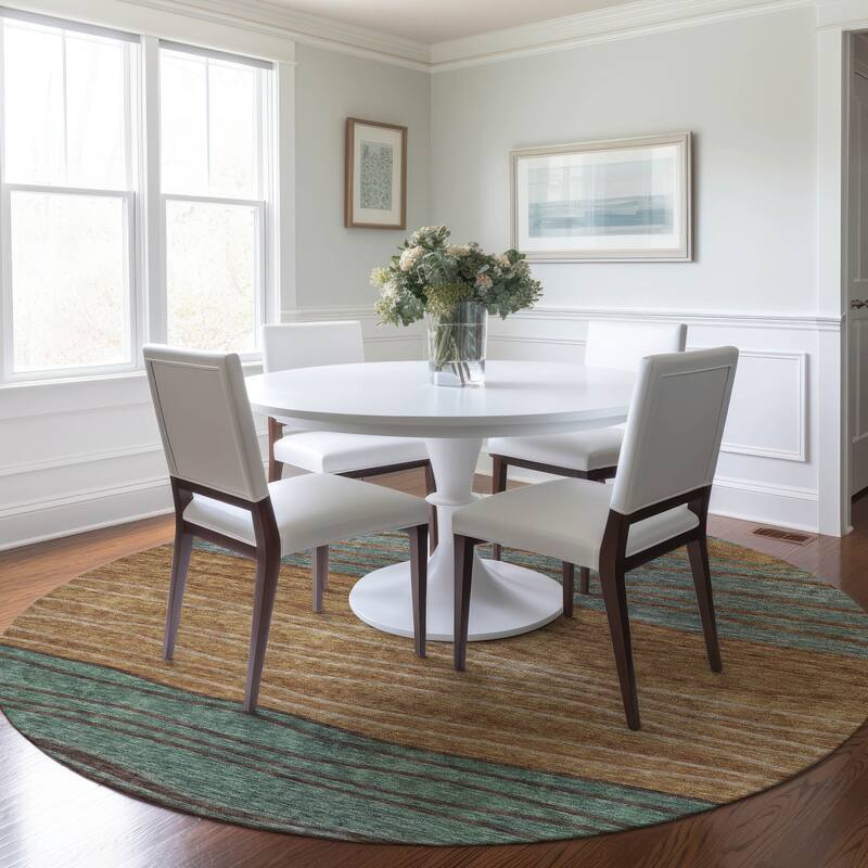 Machine Washable Indoor/ Outdoor Chantille Modern Stripes Rug