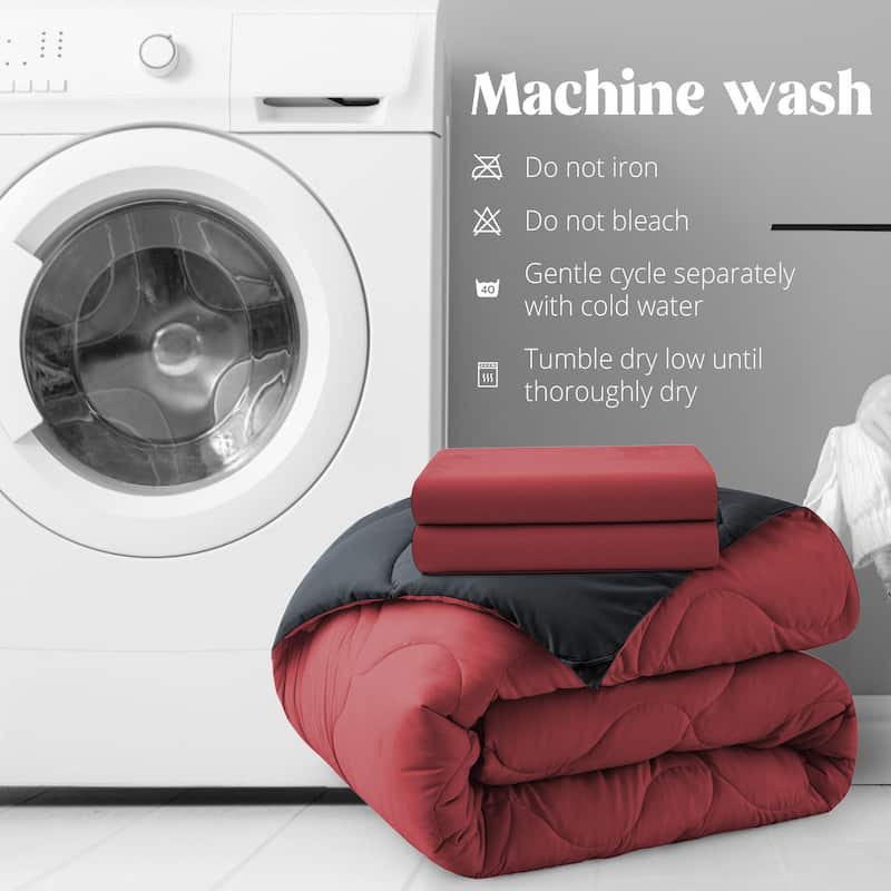 Lightweight Reversible Microfiber Down Alternative Comforter Set