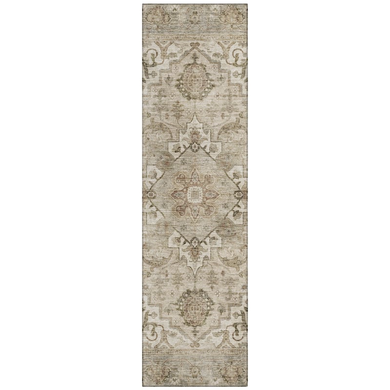 Machine Washable Indoor/Outdoor Traditional Vintage Chantille Rug