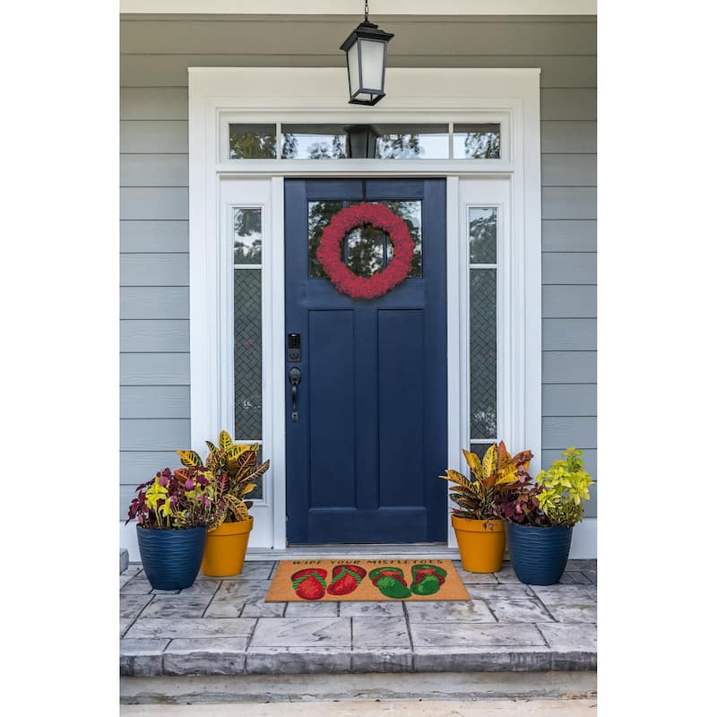Liora Manne Natura Wipe Your Mistletoes Outdoor Mat