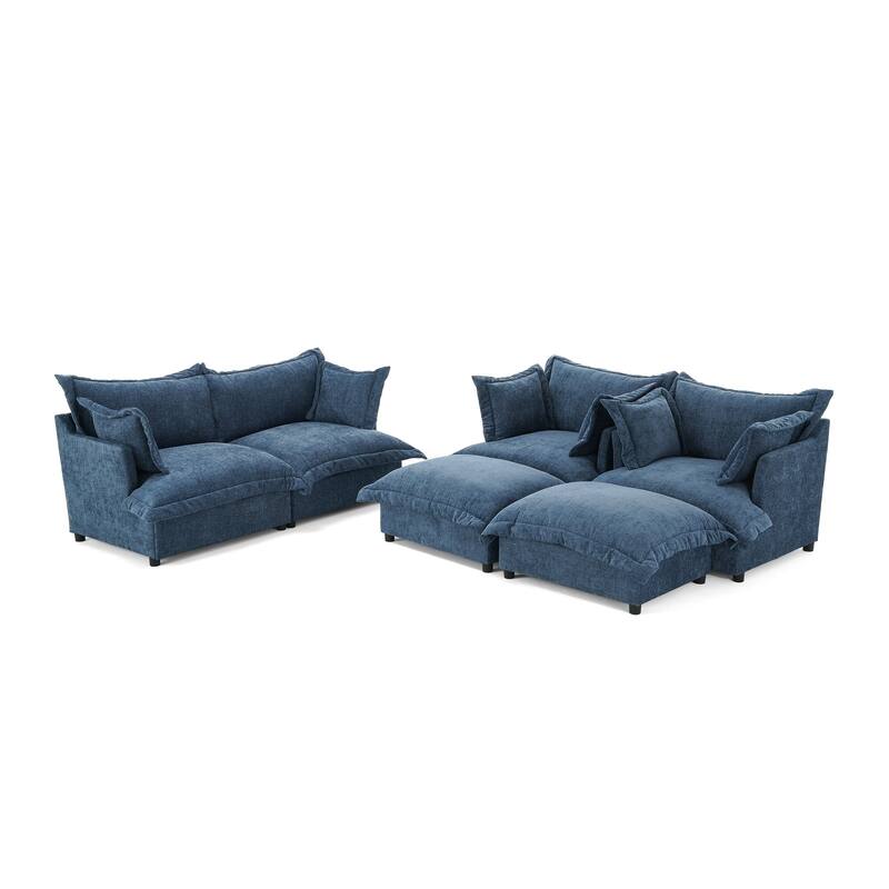 6 Piece Oversized Chenille Comfy Cloud Modular Sectional Sofa Set