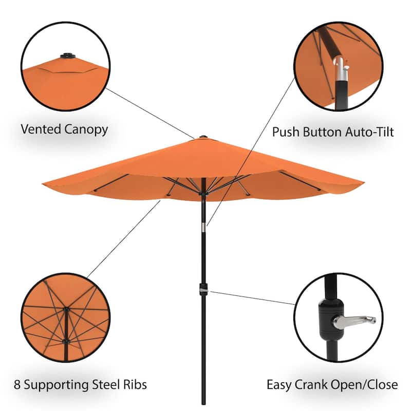 Pure Garden 10 ft Patio Umbrella with Auto Tilt and Hand Crank