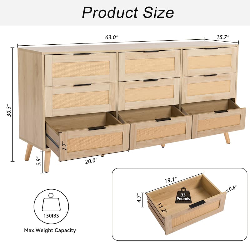 Chest Of Dresser Storage Tower Cabinet Bedroom Organizer Rattan Dresser