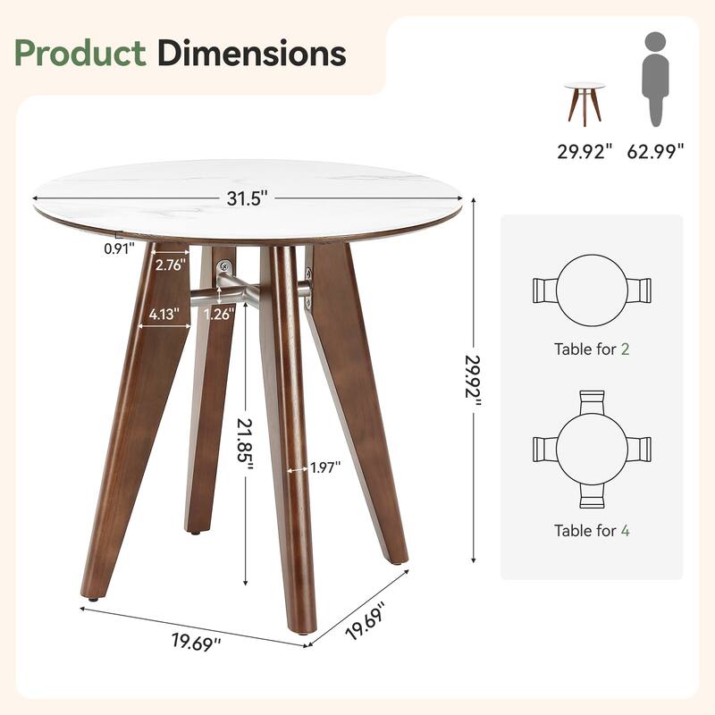 31.5-Inch Small Conference Table, Round Solid Wood Home Office Table
