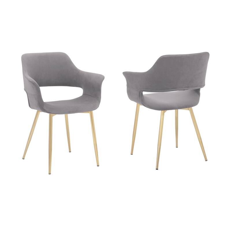 Gigi Modern Glam Velvet Dining Chairs with Gold Legs - Set of 2