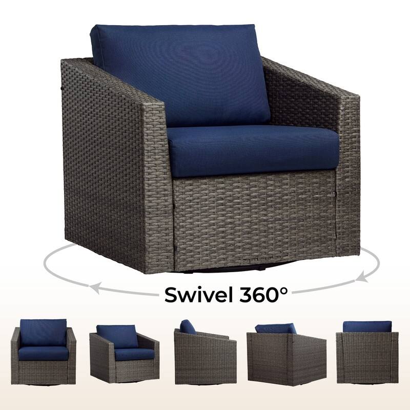 Oakley Outdoor Wicker Patio Furniture Swivel Chair