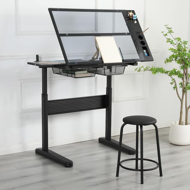 hand crank adjustable drafting table drawing desk