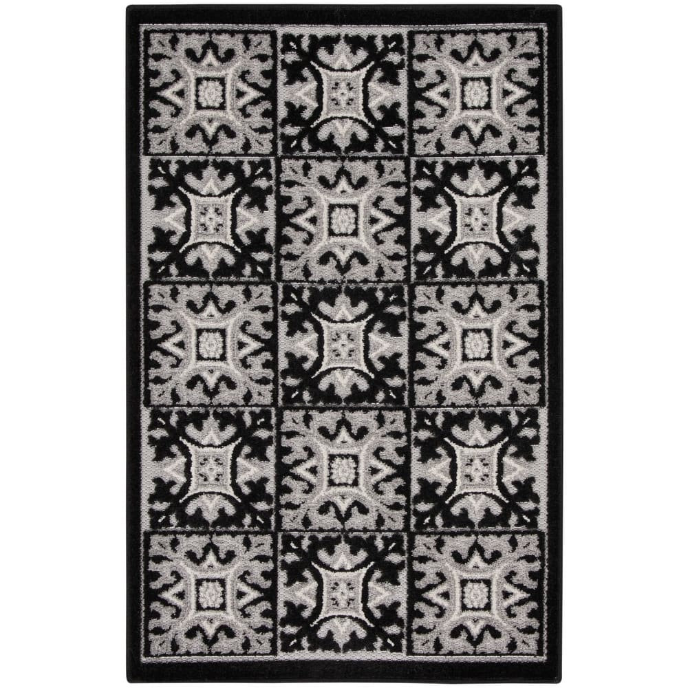 Nourison Aloha Indoor/outdoor Grey Geometric Area Rug