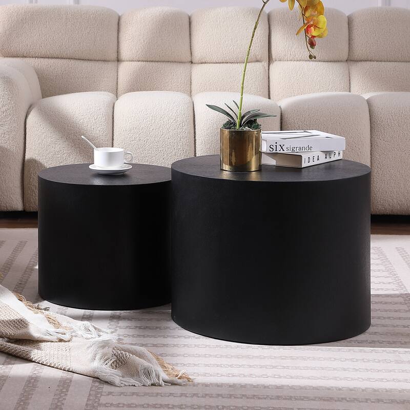 MDF with ash/oak/walnut veneer side table coffee table end table nesting table set of 2 for living room, office, bedroom
