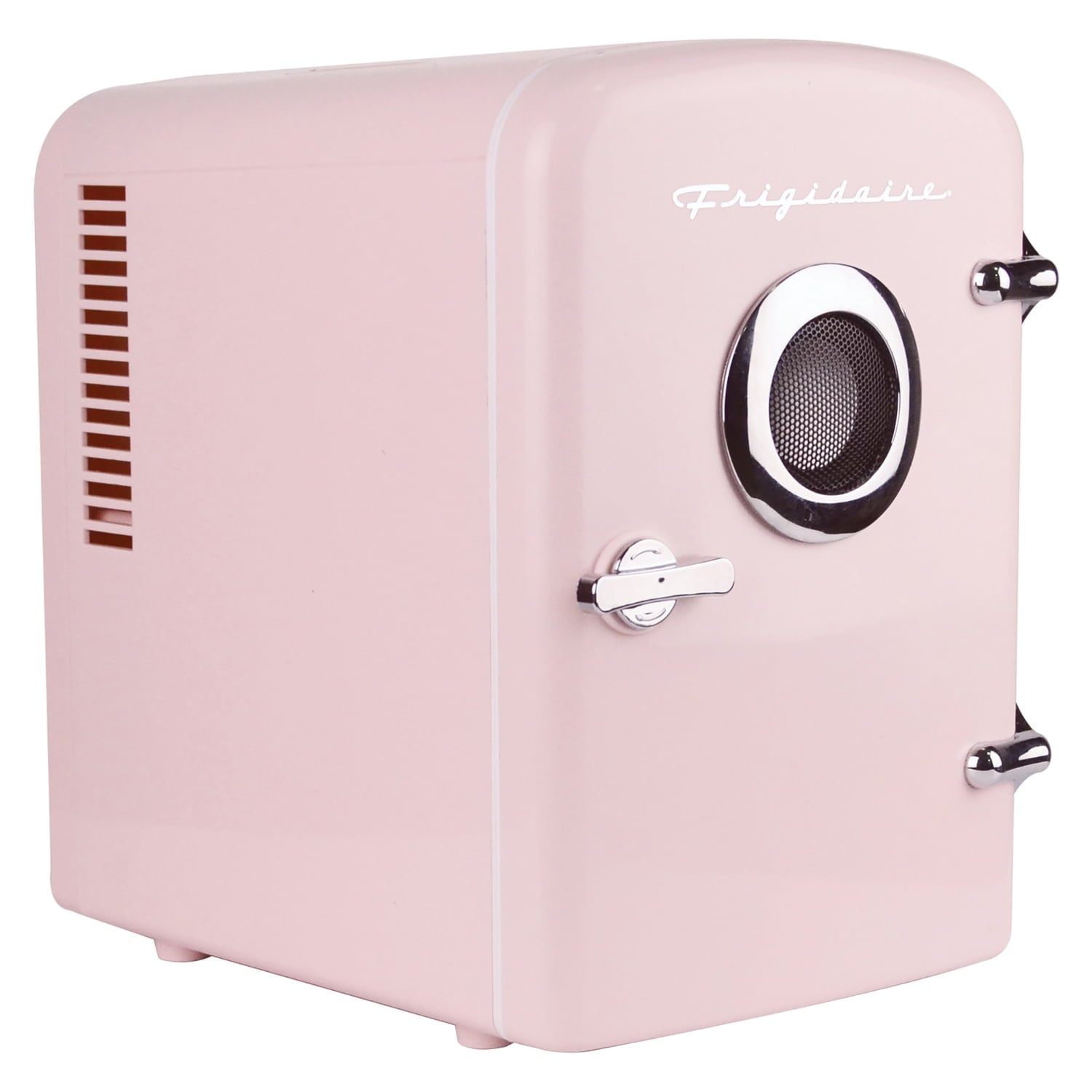 Portable Retro 6-Can Mini Refrigerator, Bluetooth Speaker, Pink