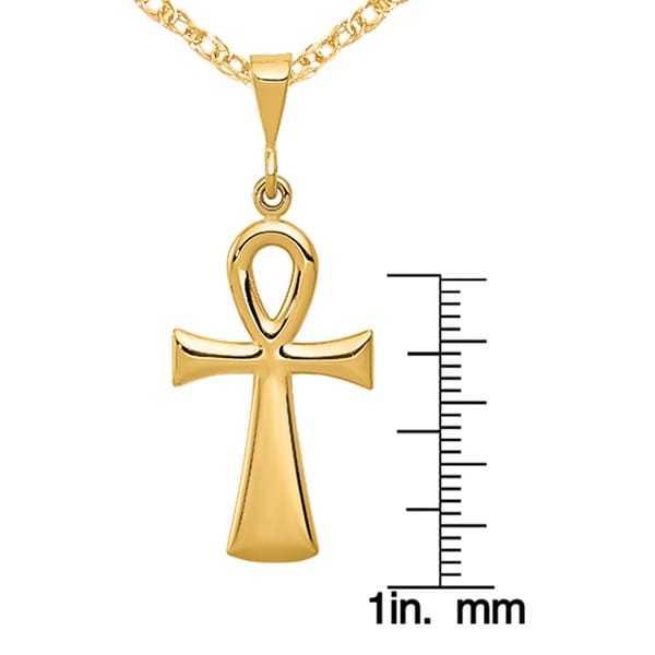 14k solid gold ankh pendant