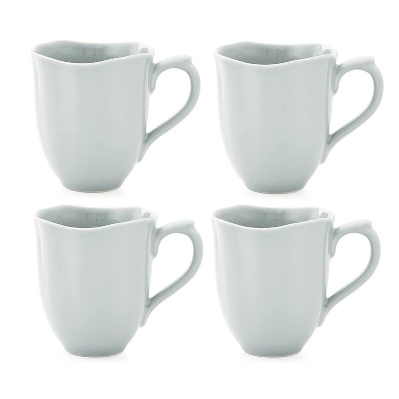 Portmeirion Set of 4 Sophie Conran Floret 14 Ounce Coffee Mugs - Dove Grey - 4 Piece