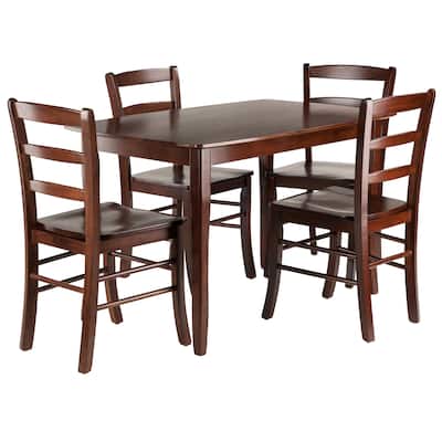 5-Pc Dining Table with Ladder-back Chairs, Natural