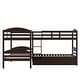 preview thumbnail 35 of 43, Twin L-Shaped Bunk bed with Trundle and Full-length Guardrail
