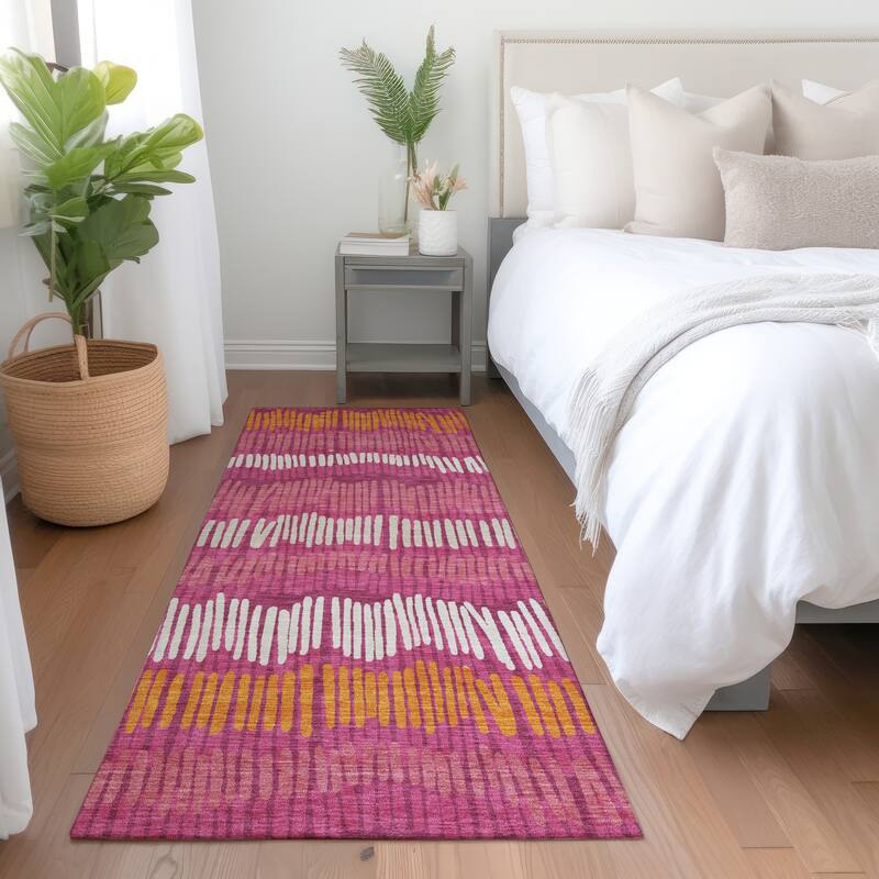 Premium Washable Super Soft Modern Sketches Mayfield Rug - Blush - 2'3" x 7'6"