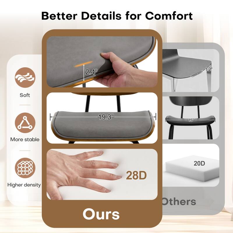 Faux Leather Upholstered Dining Chairs Set of 2/4 - 33.5"H x 19.3"W x 23"D