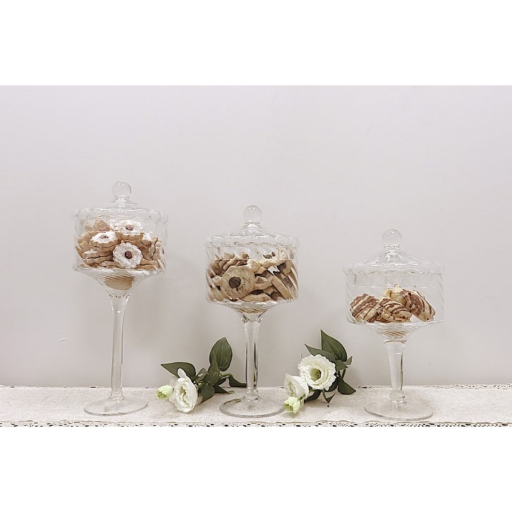 Tall Stemmed Cookie Jar, Liscio Ottico