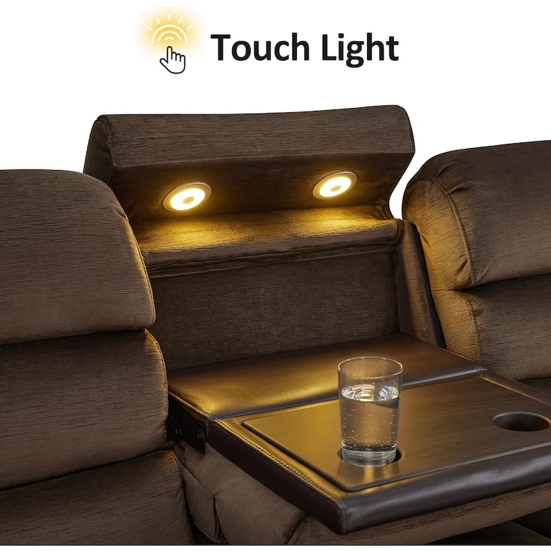 MCombo 61.6'' Wall Hugger Power Loveseat Recliner Sofa with Adjustable Headrest and USB A & C Charge Ports