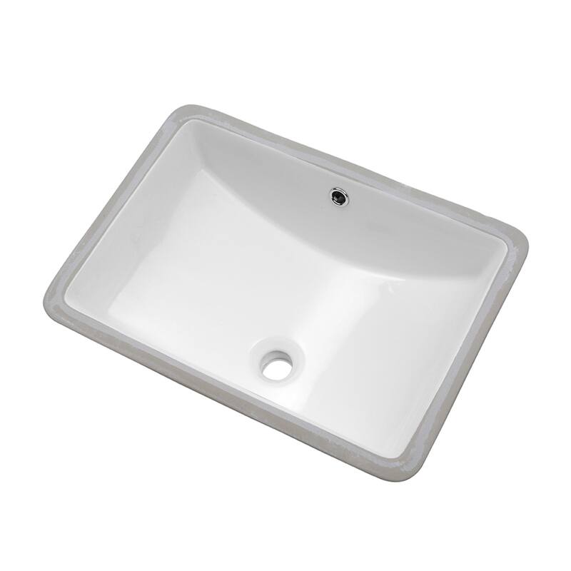 Ceramic Handmade Rectangular Undermount Bathroom Sink with Overflow