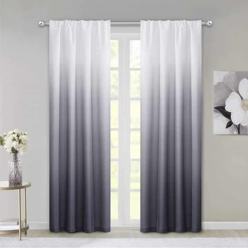 Set of Two 84" Black Ombre Shades Window Panels - 84" x 76"