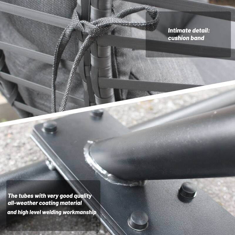 Outdoor Indoor Swing Egg Chair with Antracite Color Cushion And Black Color Base