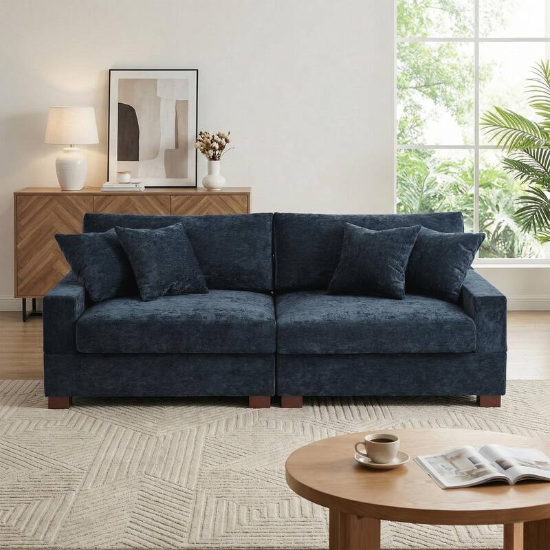 Modern Upholstered Chenille Modular Sectional Sofa with Pillow