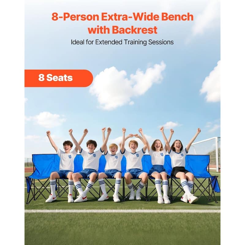 Foldable Team Bench with 600D Oxford Fabric Sturdy Iron Frame for Sports and Outdoor Use