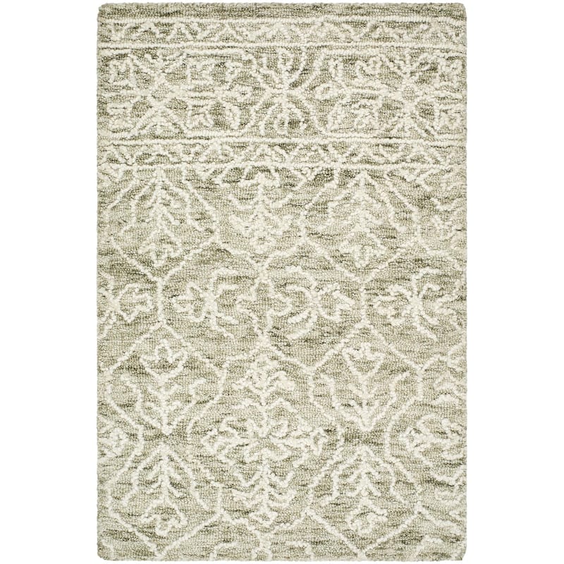 Livabliss Sicily Casual Solid Color Wool Area Rug - Green/Ivory - 2' x 3'