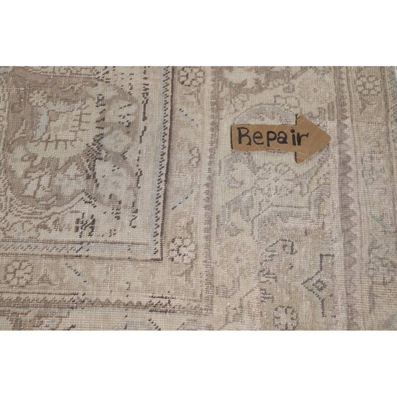 Muted Distressed Tabriz Vintage Persian Area Rug Handmade Wool Carpet - 9'7" x 12'5"