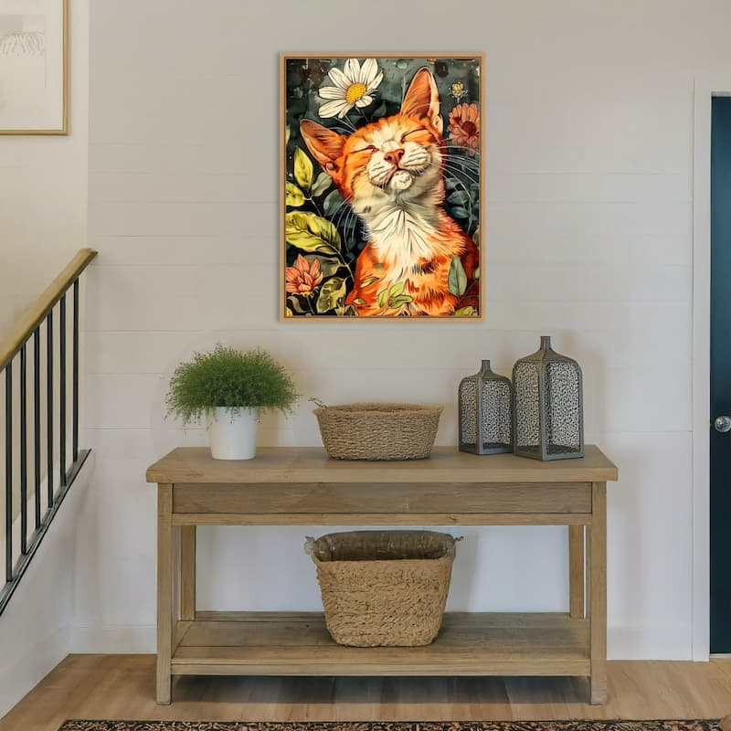 Kitty Daisy by Justyna Jaszke Framed Canvas Wall Art
