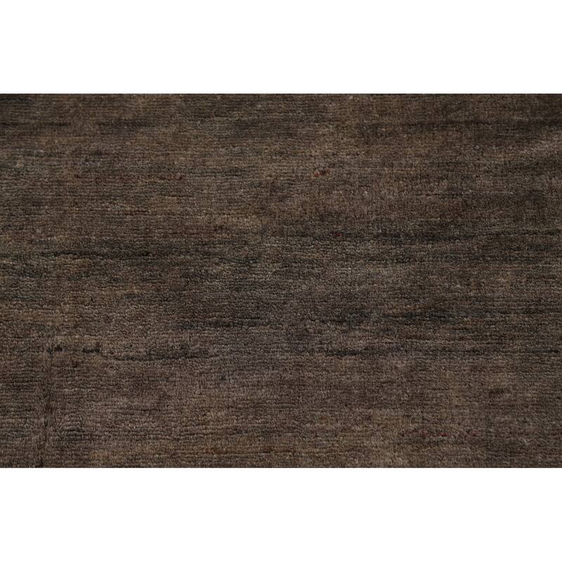 Dark Brown Gabbeh Oriental Rug Hand-Knotted Wool Carpet - 5'1" x 6'8"