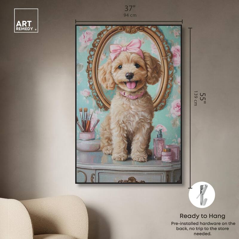 Puppy at the Vanity Canvas by Art Remedy