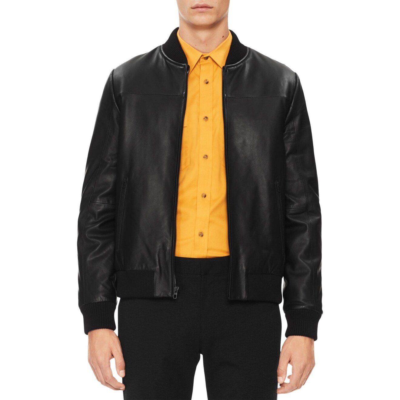 calvin klein men's leather jacket
