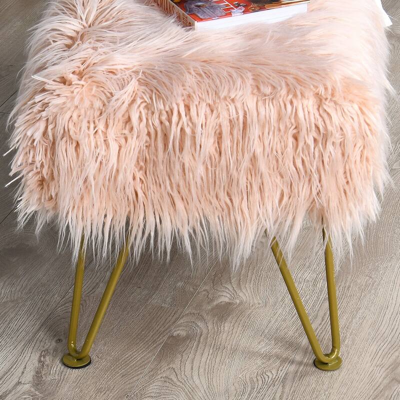 Home Soft Things Mongolian Ottoman Bench with Gold Metal Legs