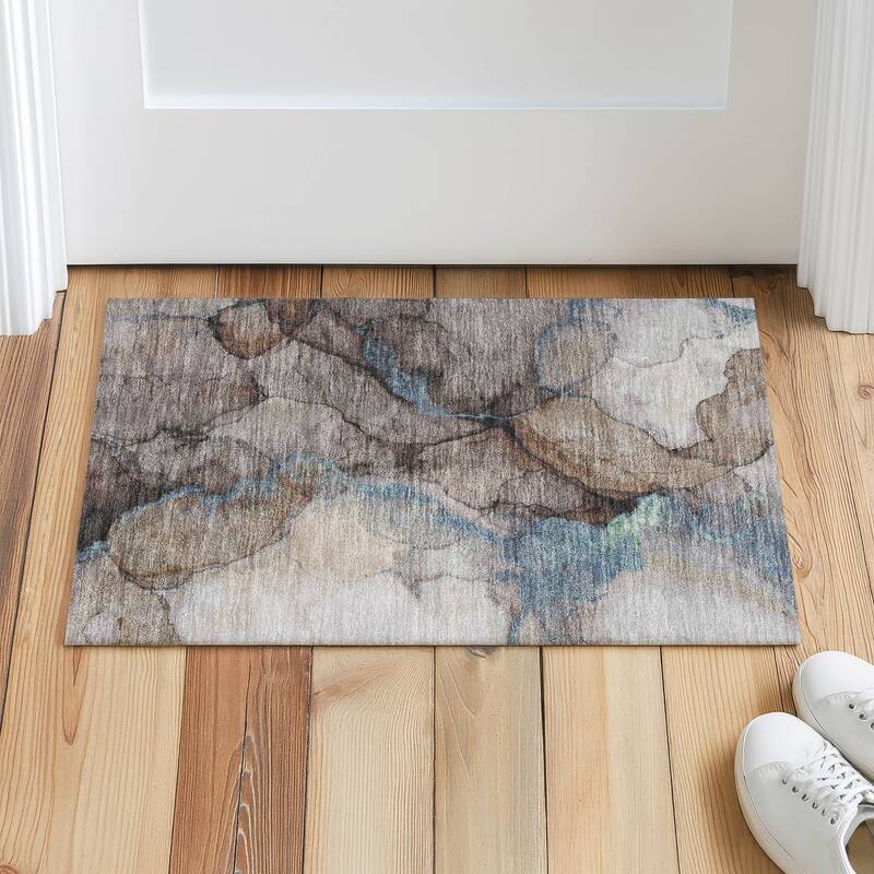 Machine Washable Indoor/ Outdoor Modern Brush Chantille Rug